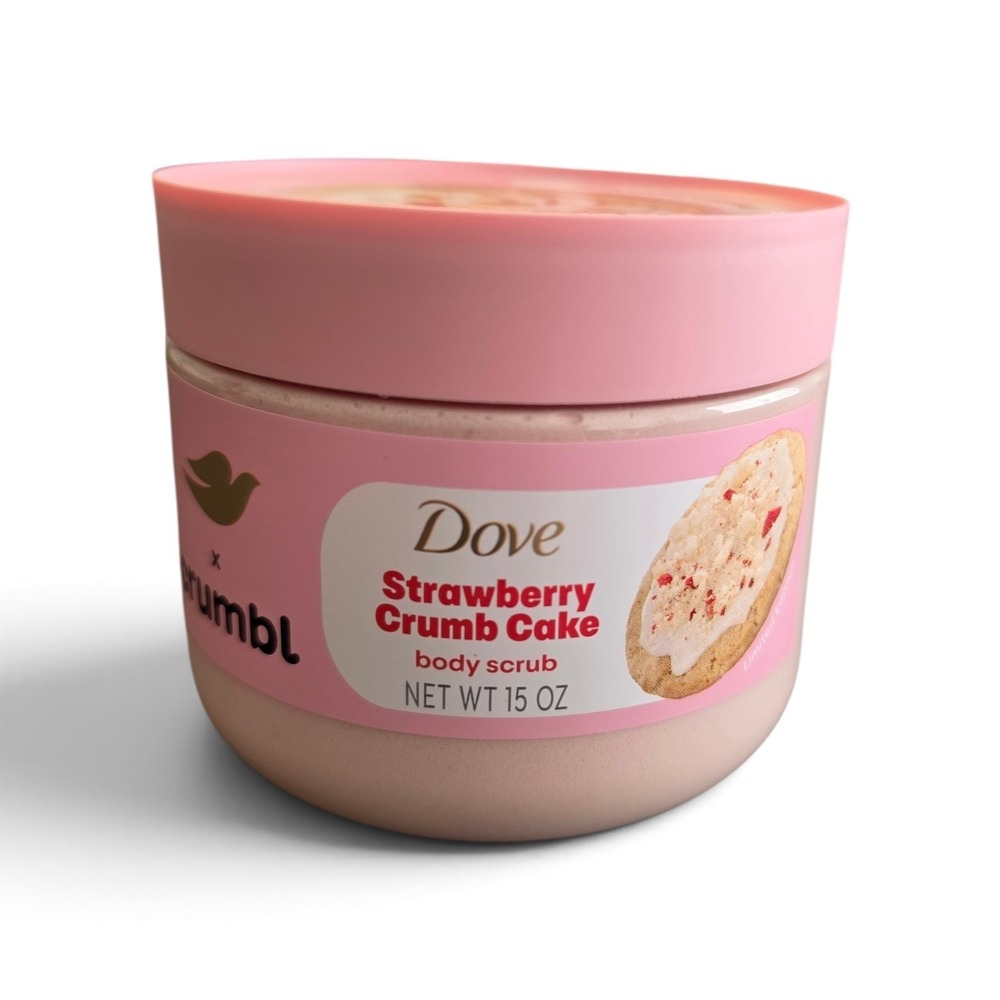 Dove x Crumbl Strawberry Crumb Cake Body Scrub 15 oz NEW Limited Edition